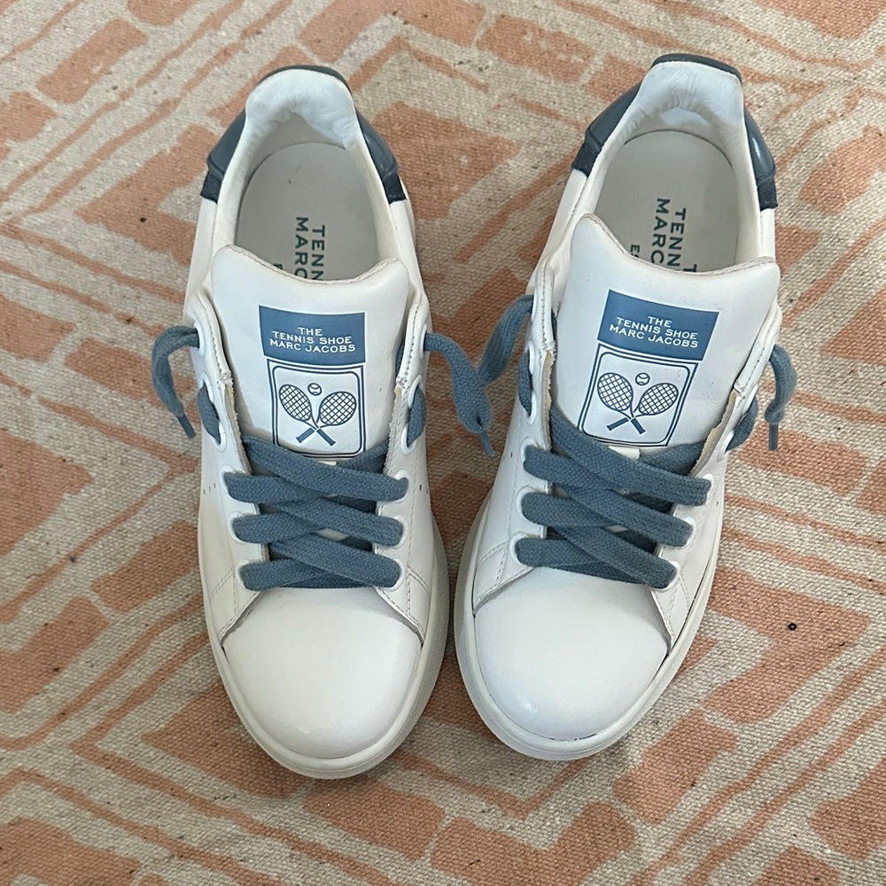 Marc Jacobs Cream and Blue Tennis Sneakers